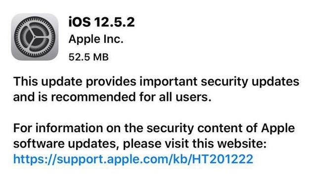 榆阳苹果手机维修分享iOS12.5.2发布，建议所有老苹果用户安装 